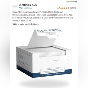 Clean Skin Club Clean Towels - 2 boxes (50 CT)